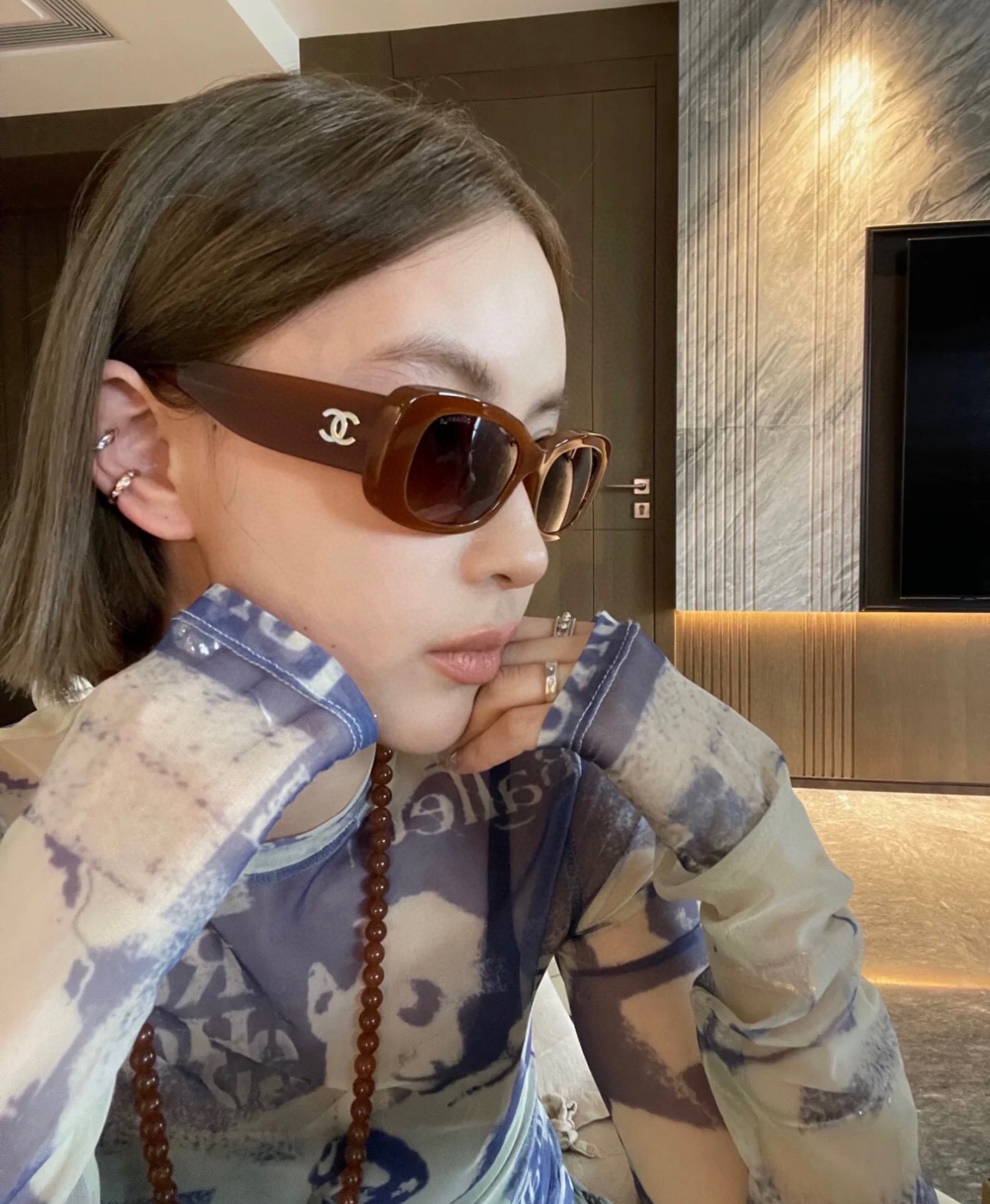 [TOP] CHANEL  Glasses - Warm Brown