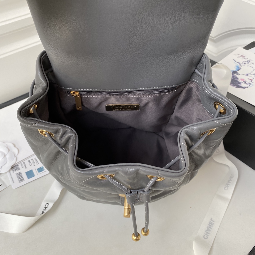 [TOP] CHANEL Classics Backpack - 26X22X16cm - GHW&SHW - Grey