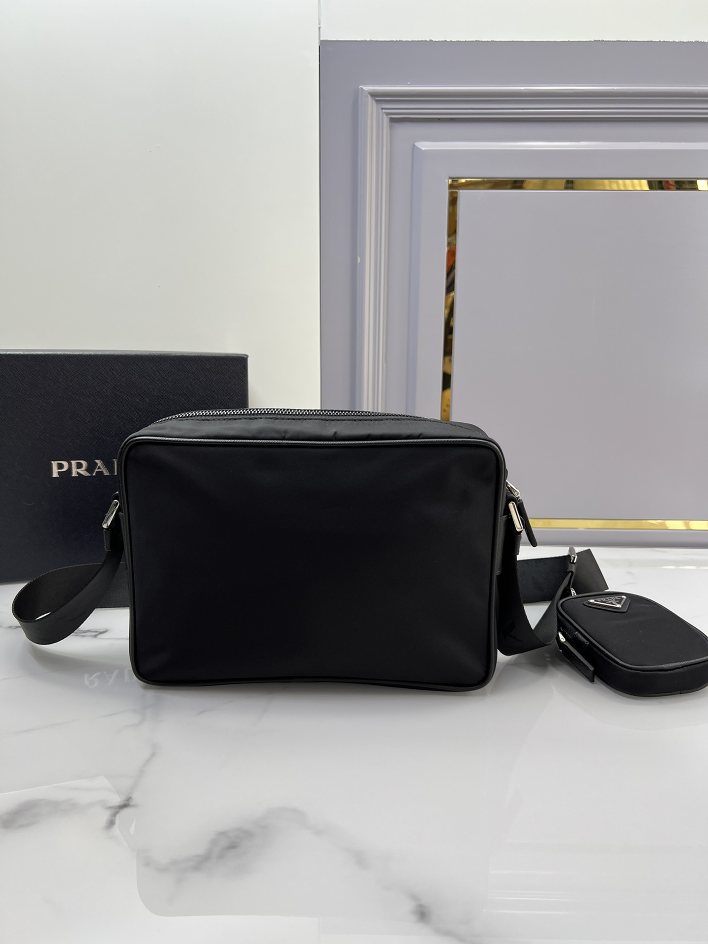 [TOP] PRADA Bag Re-Nylon Saffiano Leather 23x16x7cm - Black