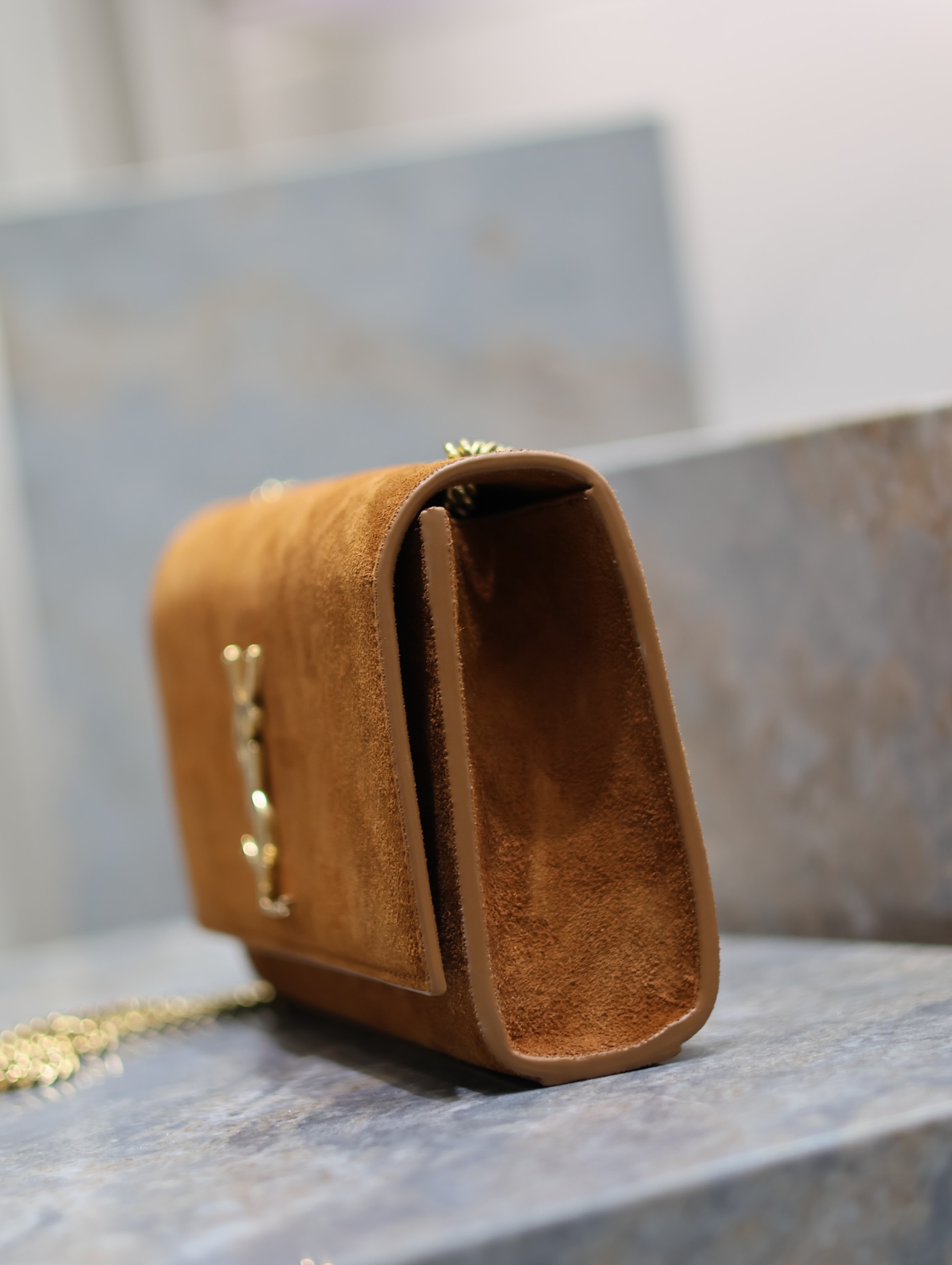 [TOP] Yves Saint Laurent YSL Monogram Kate Bag - 2 Size - Earthy yellow&GHW