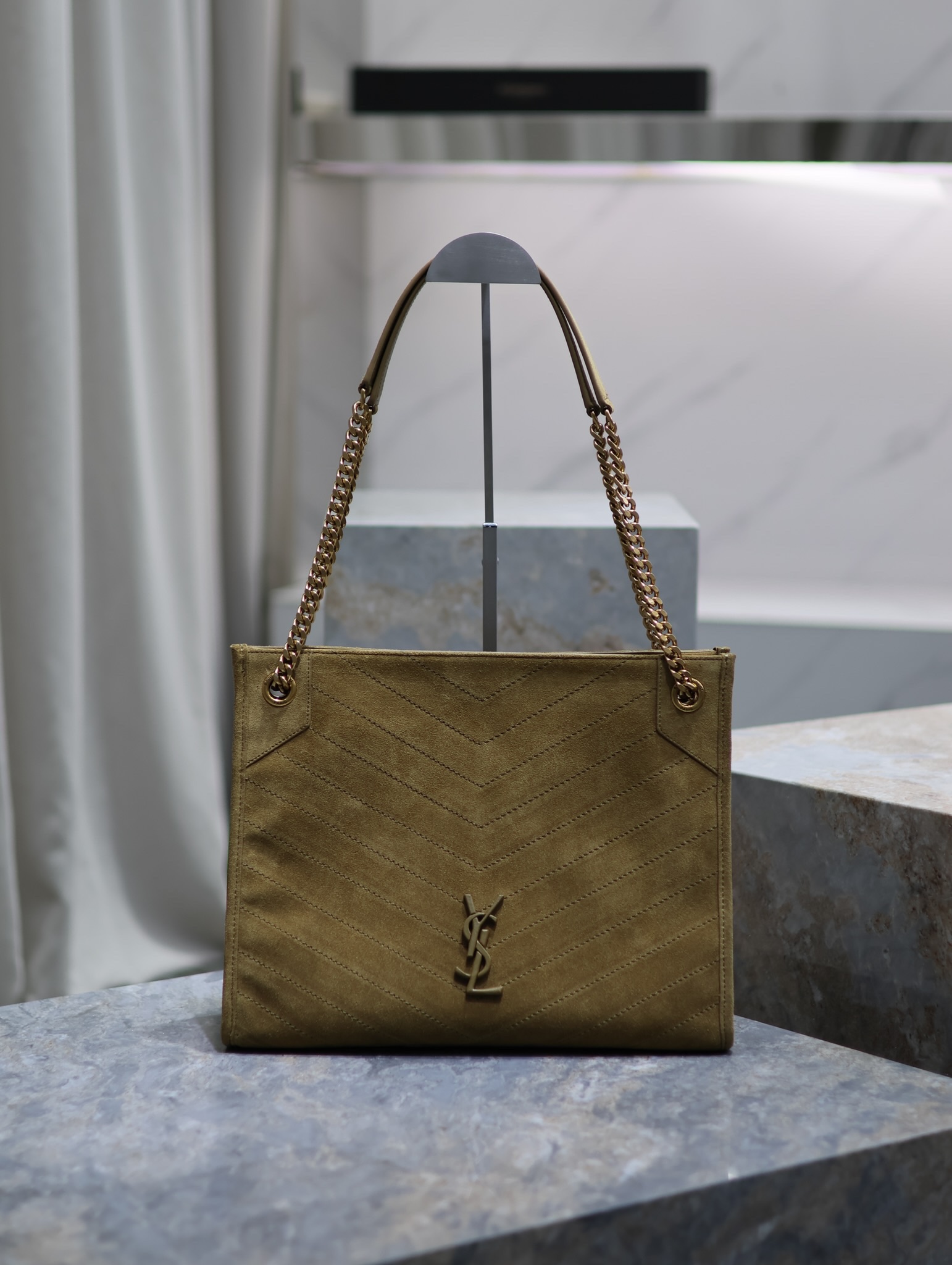 [TOP] Yves Saint Laurent YSL Medium Niki Shopping Bag - 33x27x11.5cm - Army Green