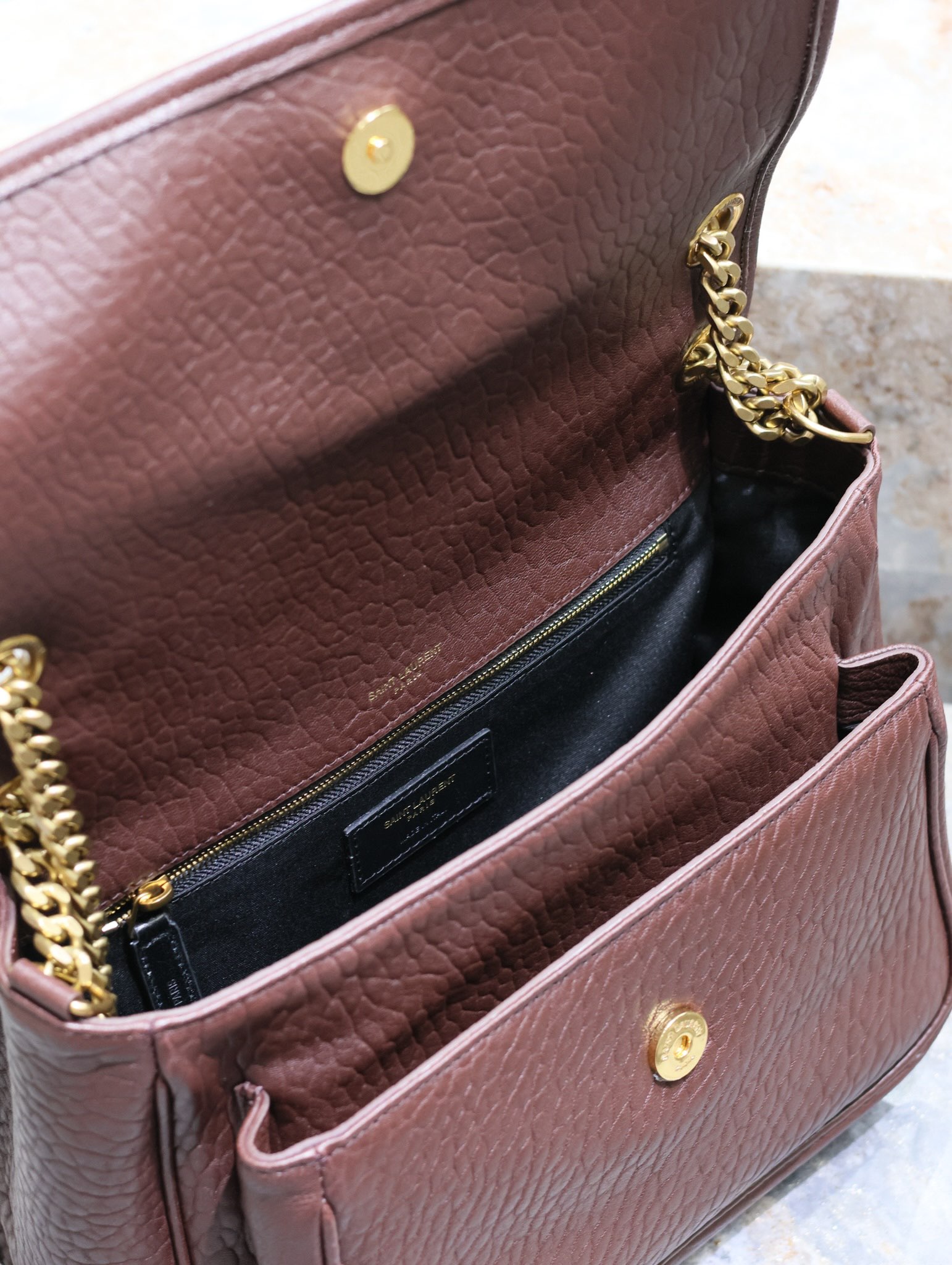 [TOP] Yves Saint Laurent YSL Niki Retro Sheepskin Bag - Coffee Colors - 2 Size&GHW