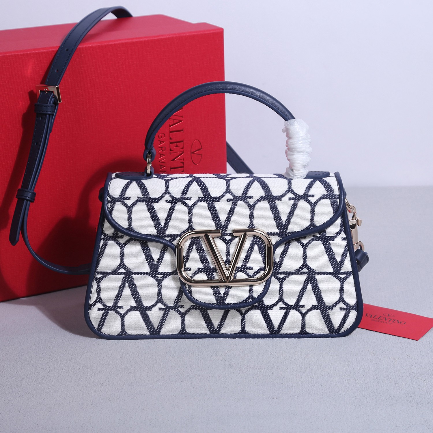 [TOP] VALENTINO V Locò Bag Fabric Material with Calfskin Trim 26×7×15cm - 3 Color