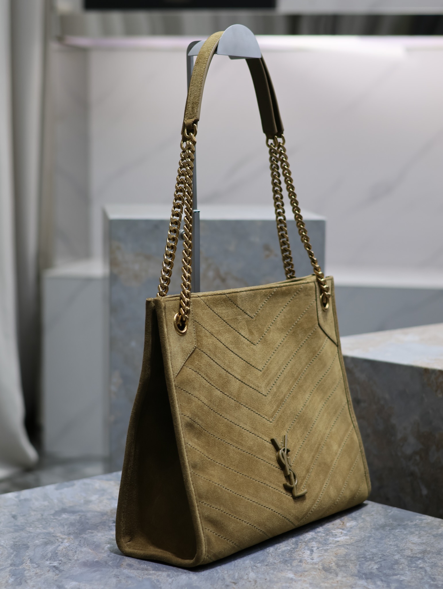 [TOP] Yves Saint Laurent YSL Medium Niki Shopping Bag - 33x27x11.5cm - Army Green