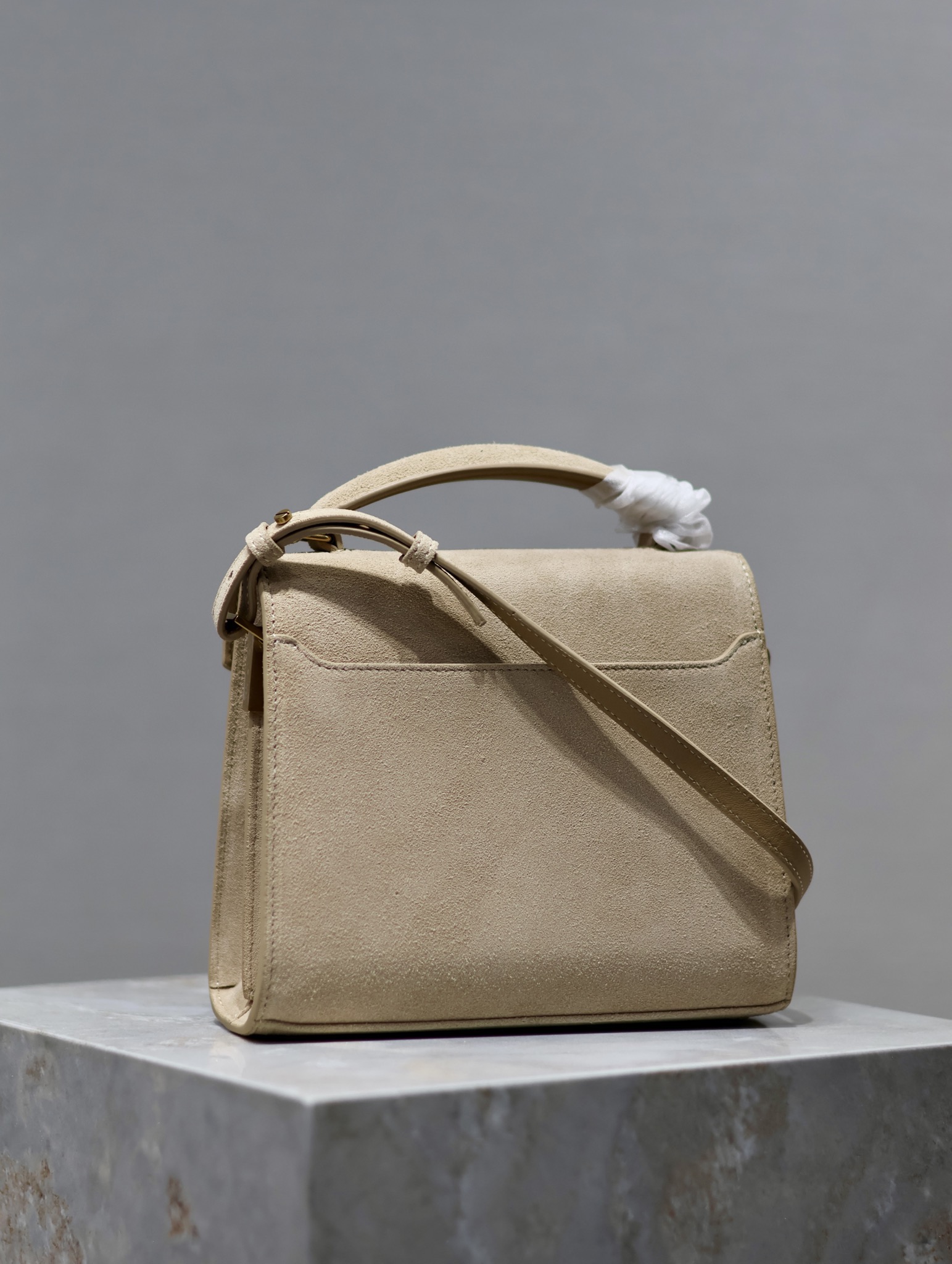 [TOP] Yves Saint Laurent YSL Cassandra Suede Paired With Cowhide Briefcase - 20×16x7.5cm - GHW