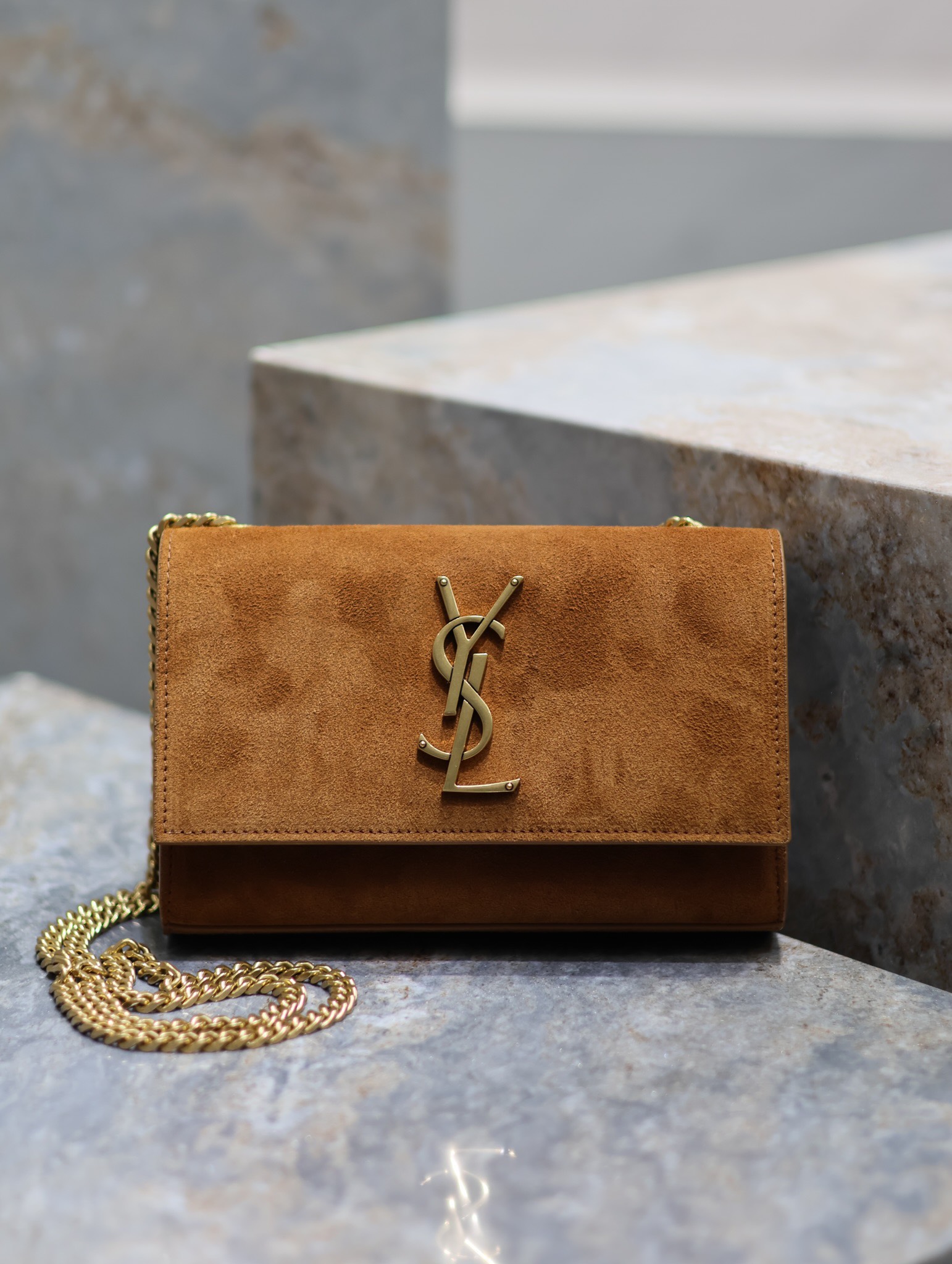 [TOP] Yves Saint Laurent YSL Monogram Kate Bag - 2 Size - Earthy yellow&GHW