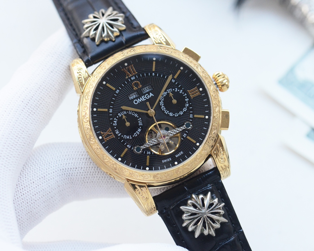 [TOP] OMEGA Men's Watch Calfskin Strap Watch 42mm - 6 Colors