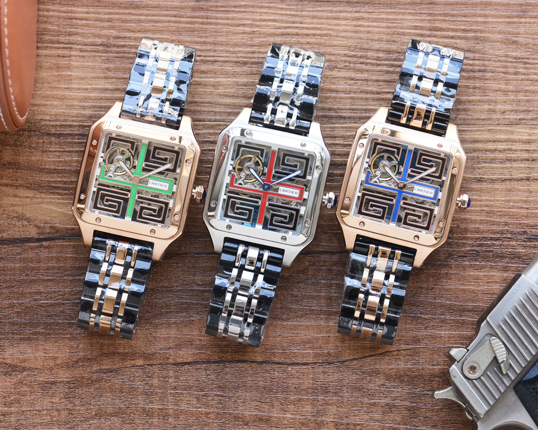 [TOP] Cartier Men's Watch Stainless Steel Strap Watch 45mm - 3 Colors