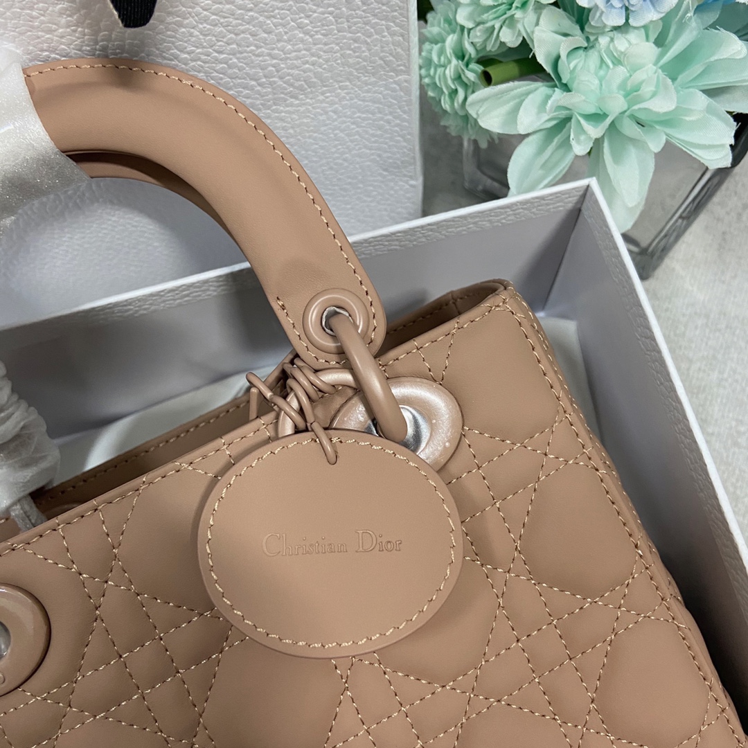 [TOP] Christian Dior Lady Christian Dior Bag Calfskin Matte Deerskin Velvet Lining 20x17x8 cm - Pink