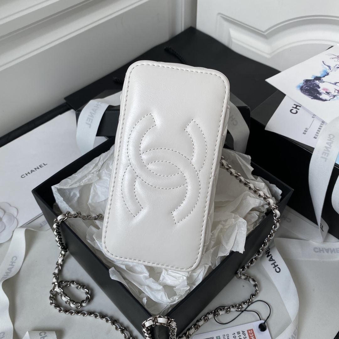 [TOP] CHANEL Handle Woc Single Back Crossbody Bag - 17×9.5×8cm - White&SHW