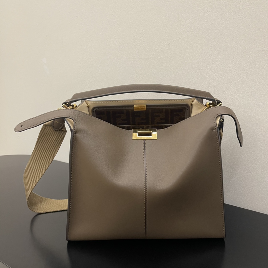 [TOP] FENDI Medium Peekaboo X-Lite Handbag - 30x25x14CM - Dark Grey