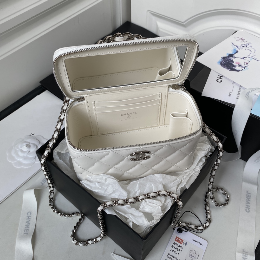[TOP] CHANEL Handle Woc Single Back Crossbody Bag - 17×9.5×8cm - White&SHW