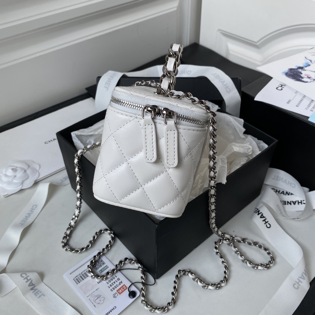[TOP] CHANEL Handle Woc Single Back Crossbody Bag - 17×9.5×8cm - White&SHW