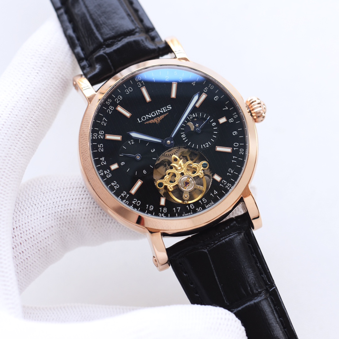 [TOP] LONGINES Calfskin Strap Men's Watch 42mm - 7 Colors