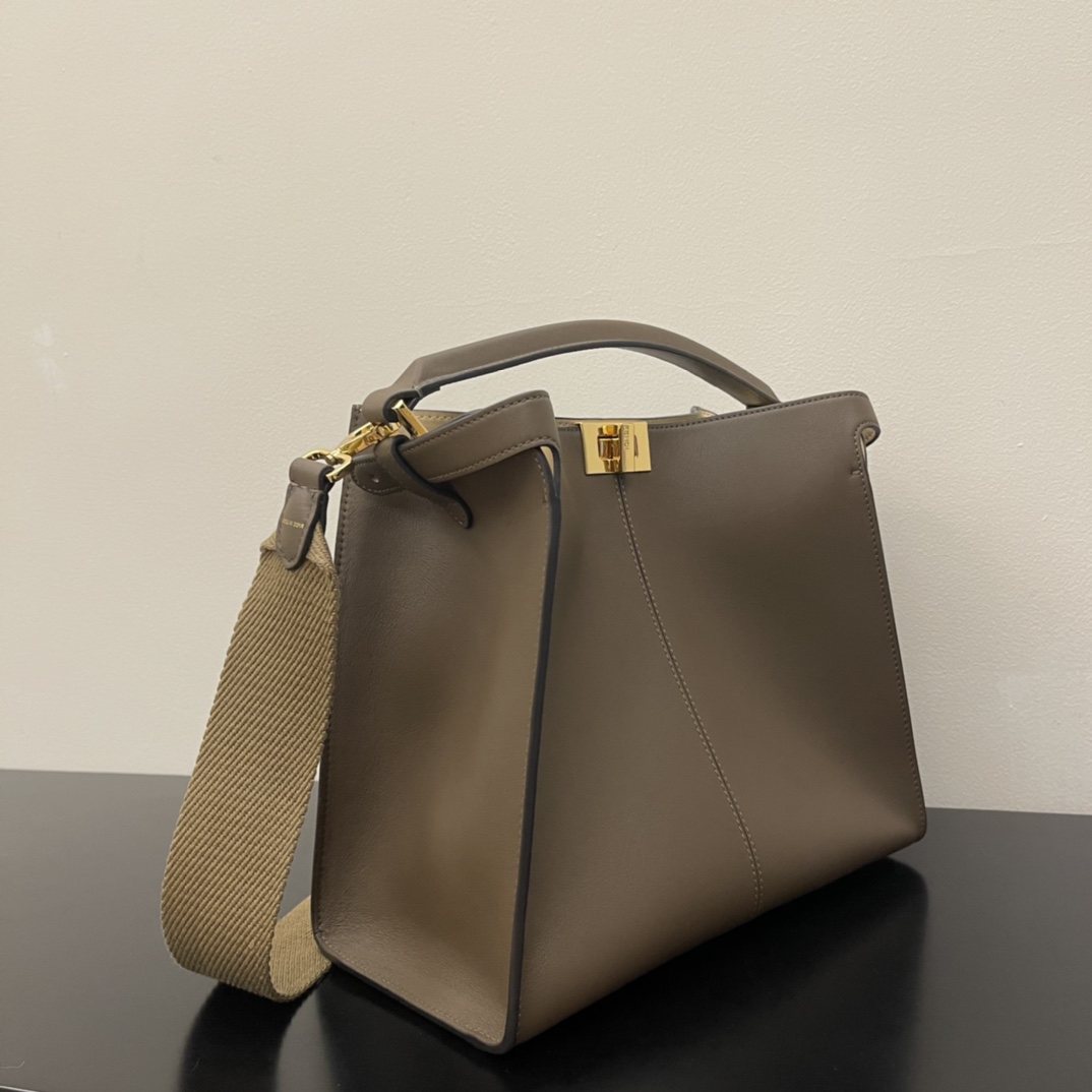 [TOP] FENDI Medium Peekaboo X-Lite Handbag - 30x25x14CM - Dark Grey