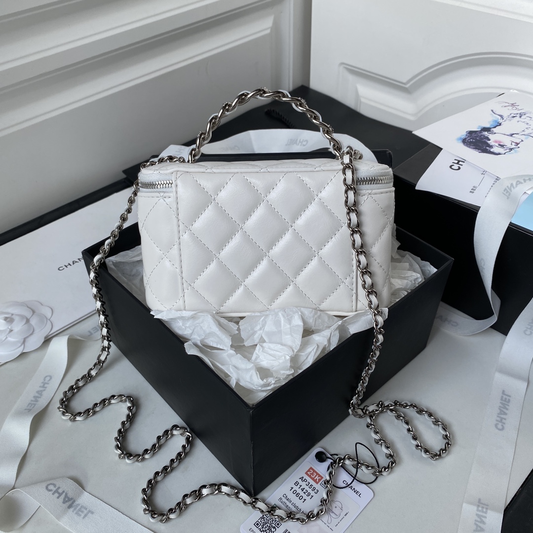[TOP] CHANEL Handle Woc Single Back Crossbody Bag - 17×9.5×8cm - White&SHW