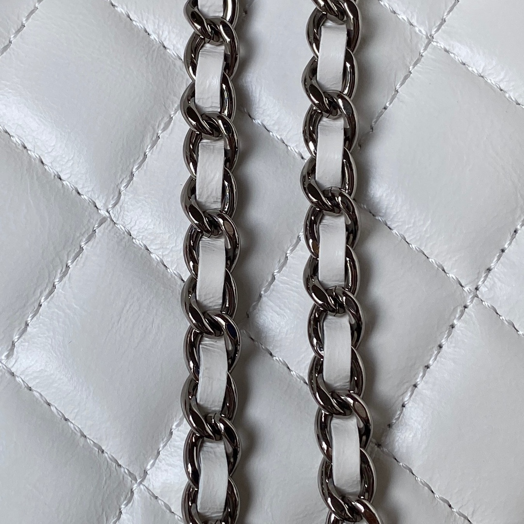 [TOP] CHANEL Handle Woc Single Back Crossbody Bag - 17×9.5×8cm - White&SHW