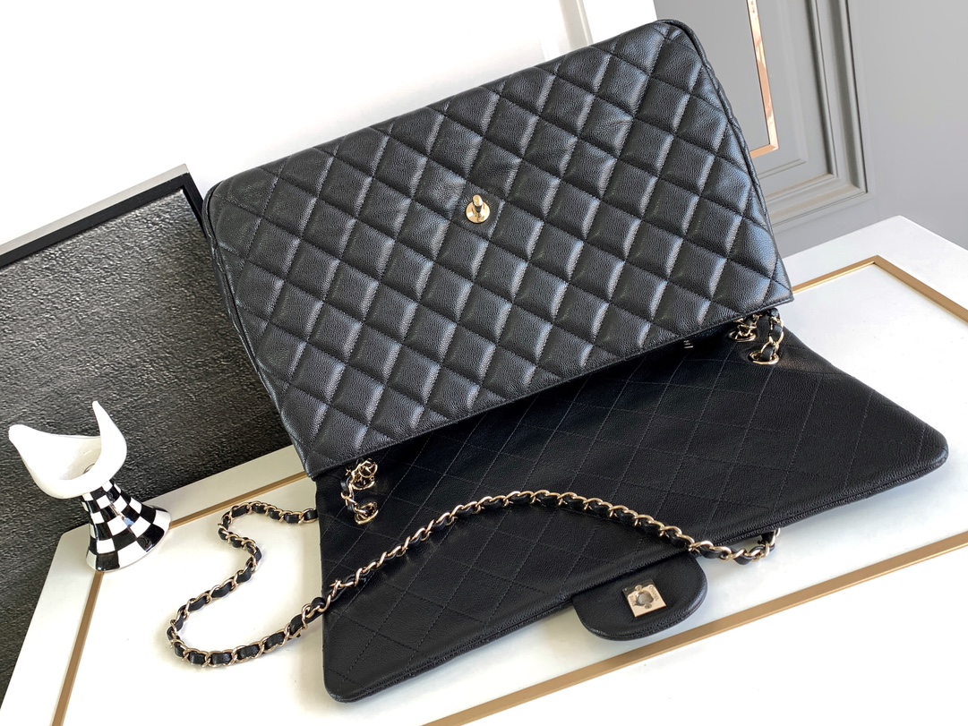 [TOP] CHANEL Large Chain Crossbody Bag - 40x26x12cm - GHW&Black
