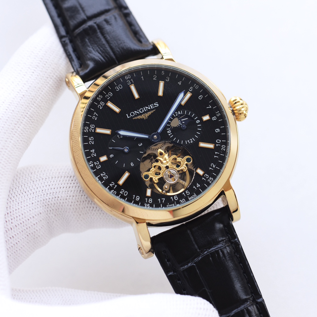 [TOP] LONGINES Calfskin Strap Men's Watch 42mm - 7 Colors