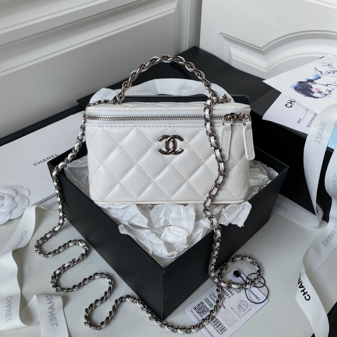 [TOP] CHANEL Handle Woc Single Back Crossbody Bag - 17×9.5×8cm - White&SHW