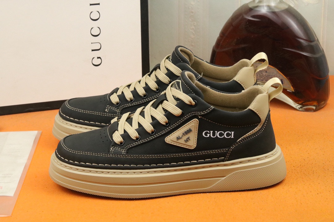 [TOP] GUCCI Men's Thin Cotton Cowhide Shoes - 2 Colors