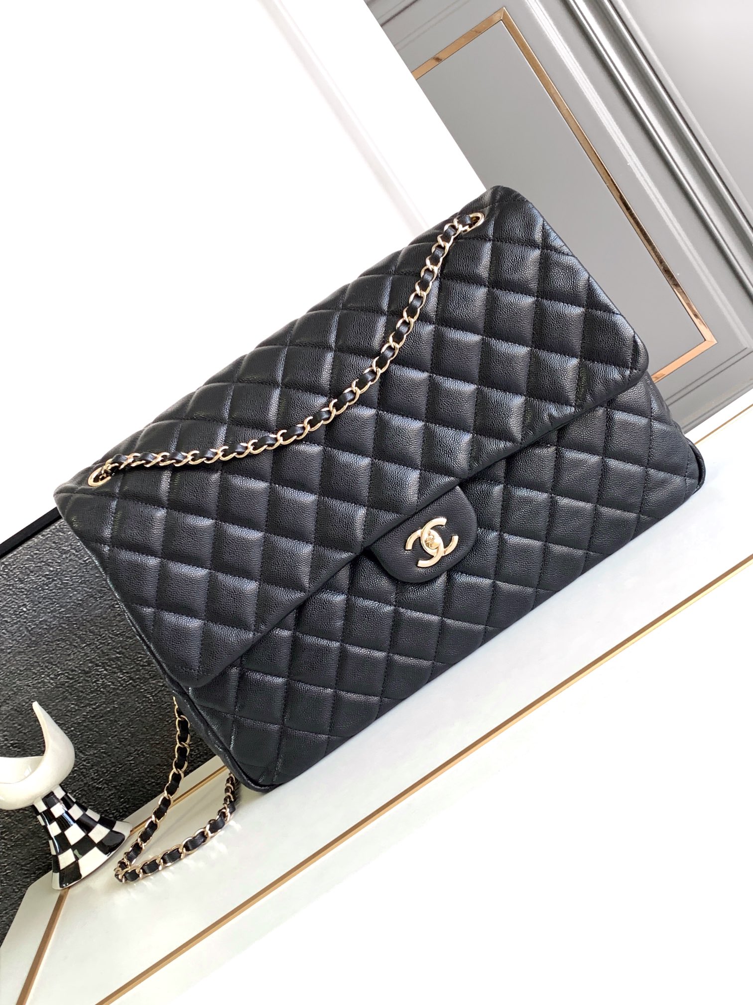 [TOP] CHANEL Large Chain Crossbody Bag - 40x26x12cm - GHW&Black