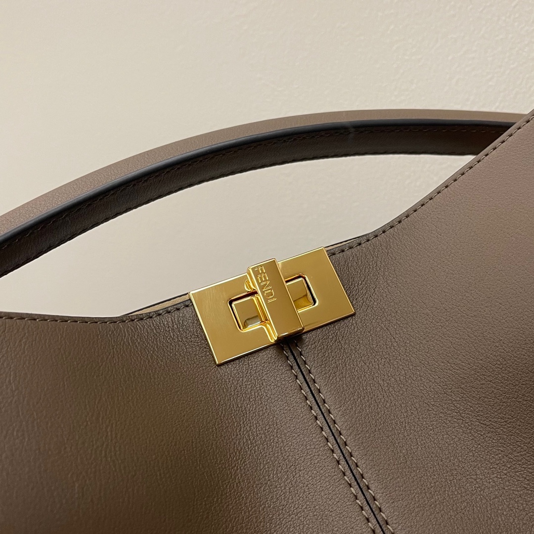 [TOP] FENDI Medium Peekaboo X-Lite Handbag - 30x25x14CM - Dark Grey