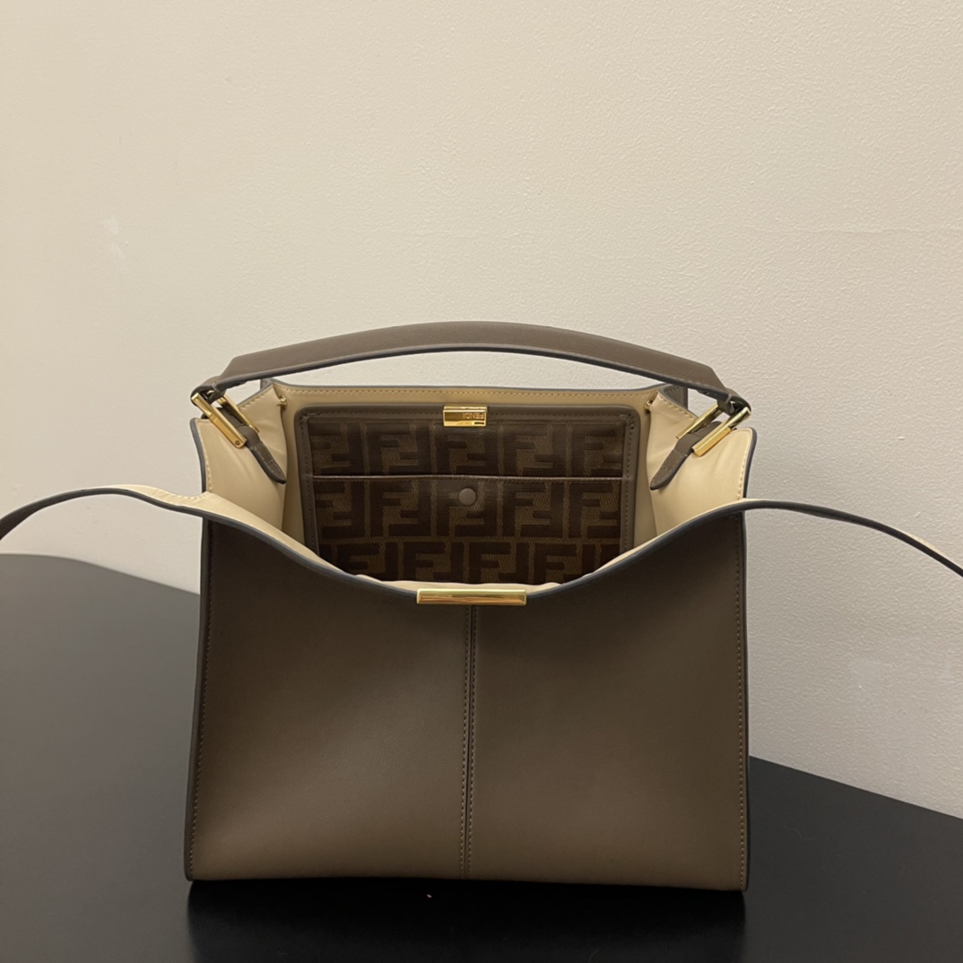 [TOP] FENDI Medium Peekaboo X-Lite Handbag - 30x25x14CM - Dark Grey