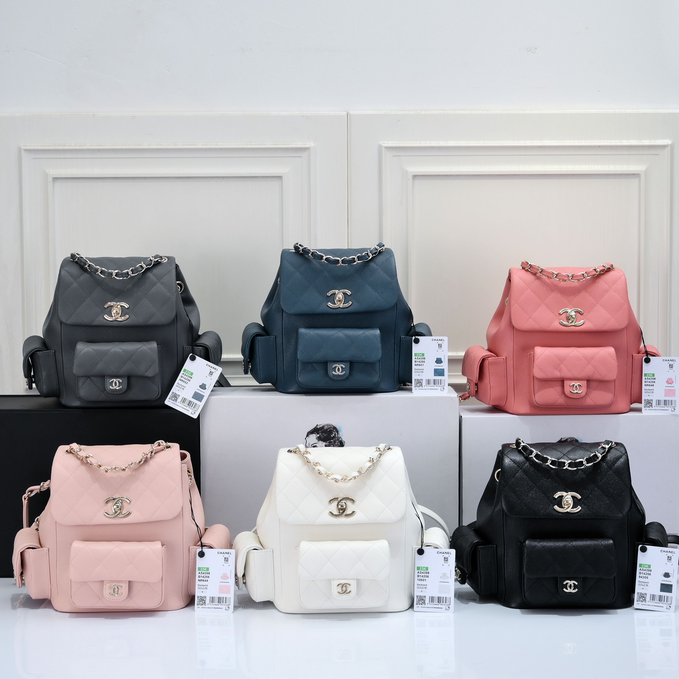 [TOP] CHANEL 23k Duma Bags - GHW&SHW - 21.5X19.5X12cm - Six Colors
