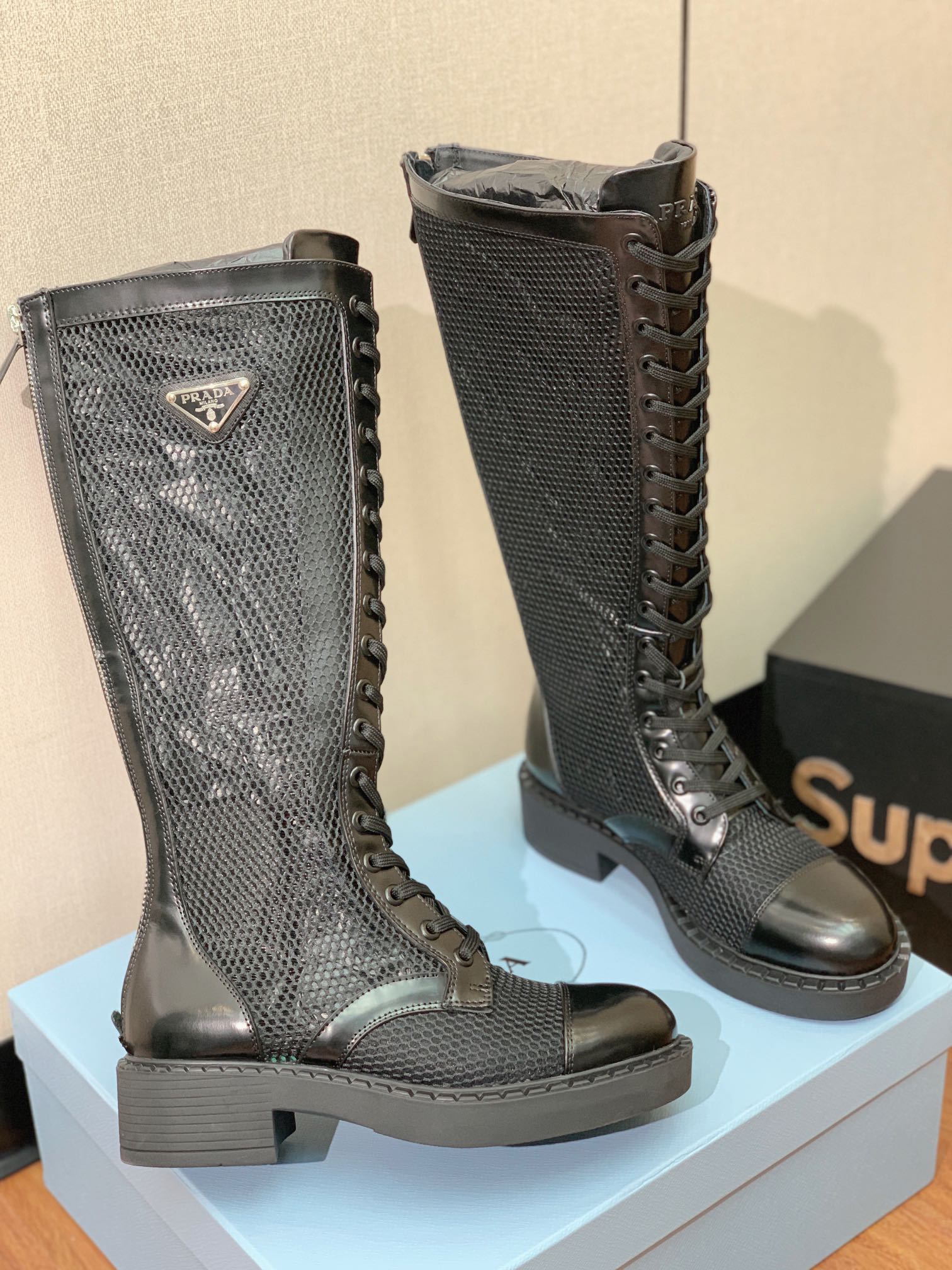 [TOP] PRADA Long Mesh Boots - Black - 2 Styles