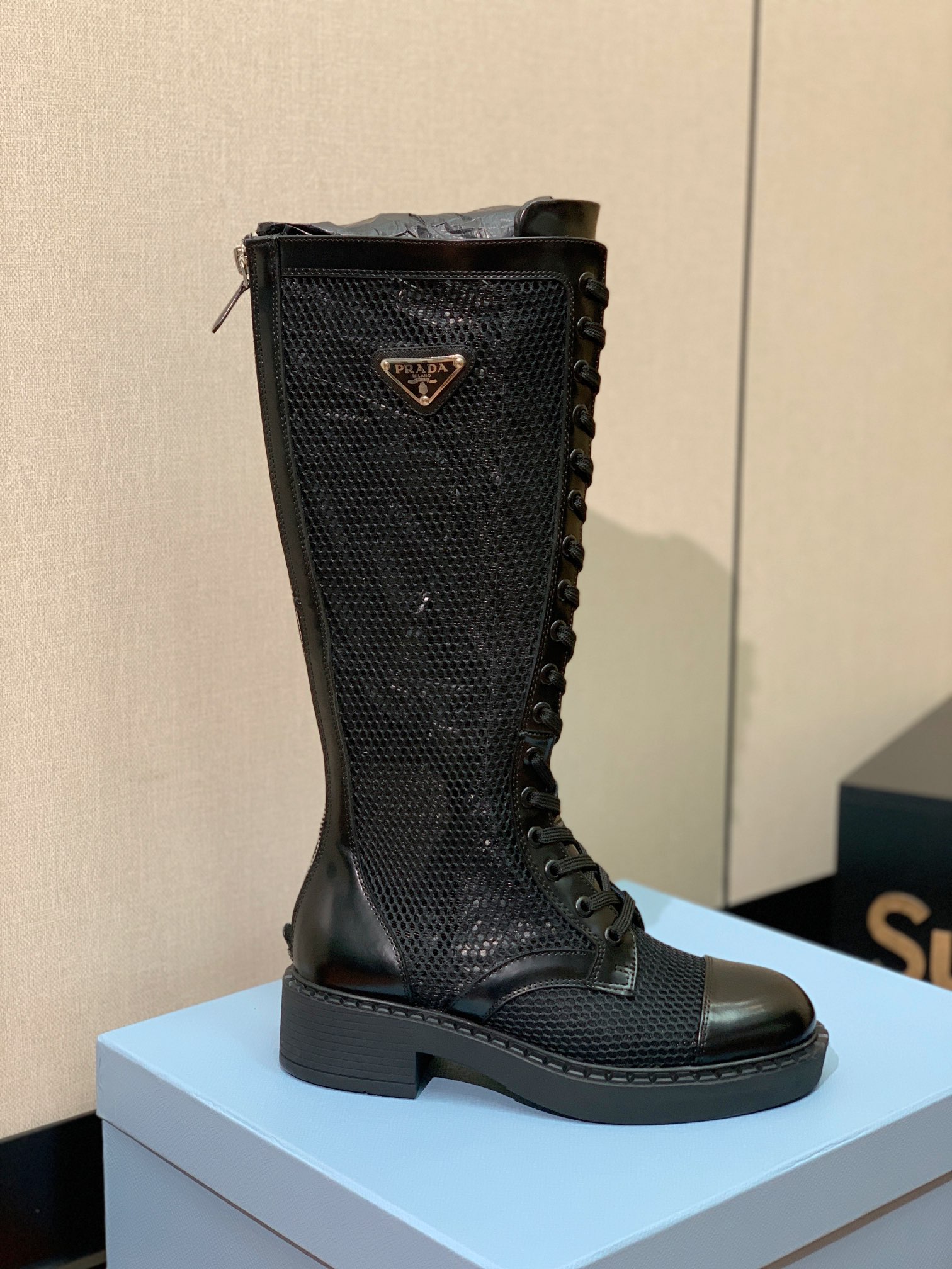 [TOP] PRADA Long Mesh Boots - Black - 2 Styles