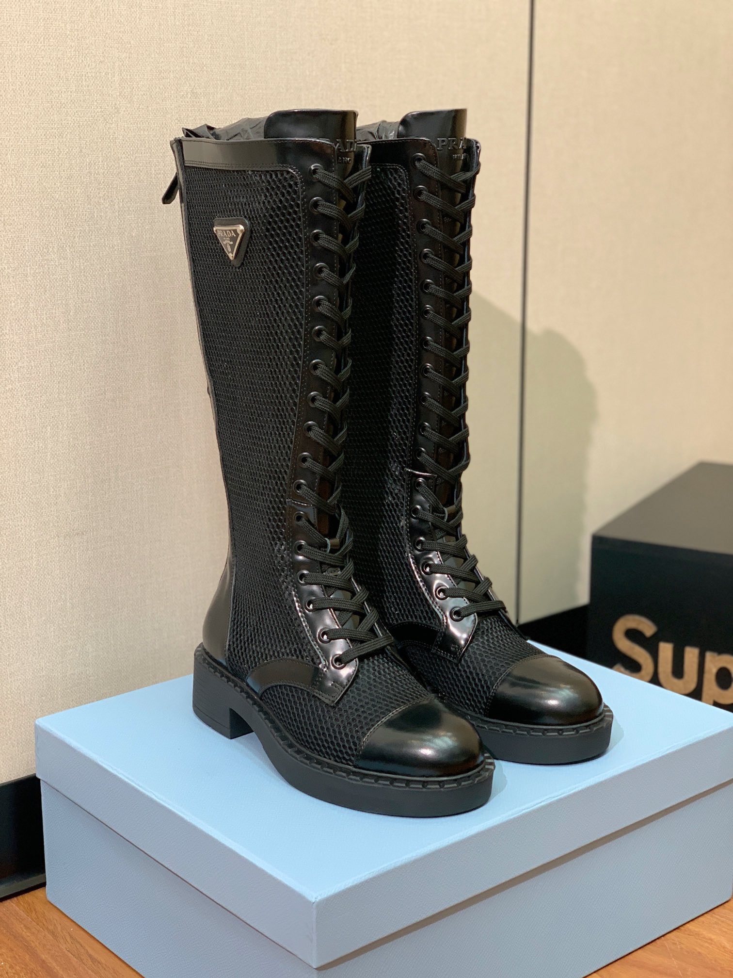 [TOP] PRADA Long Mesh Boots - Black - 2 Styles