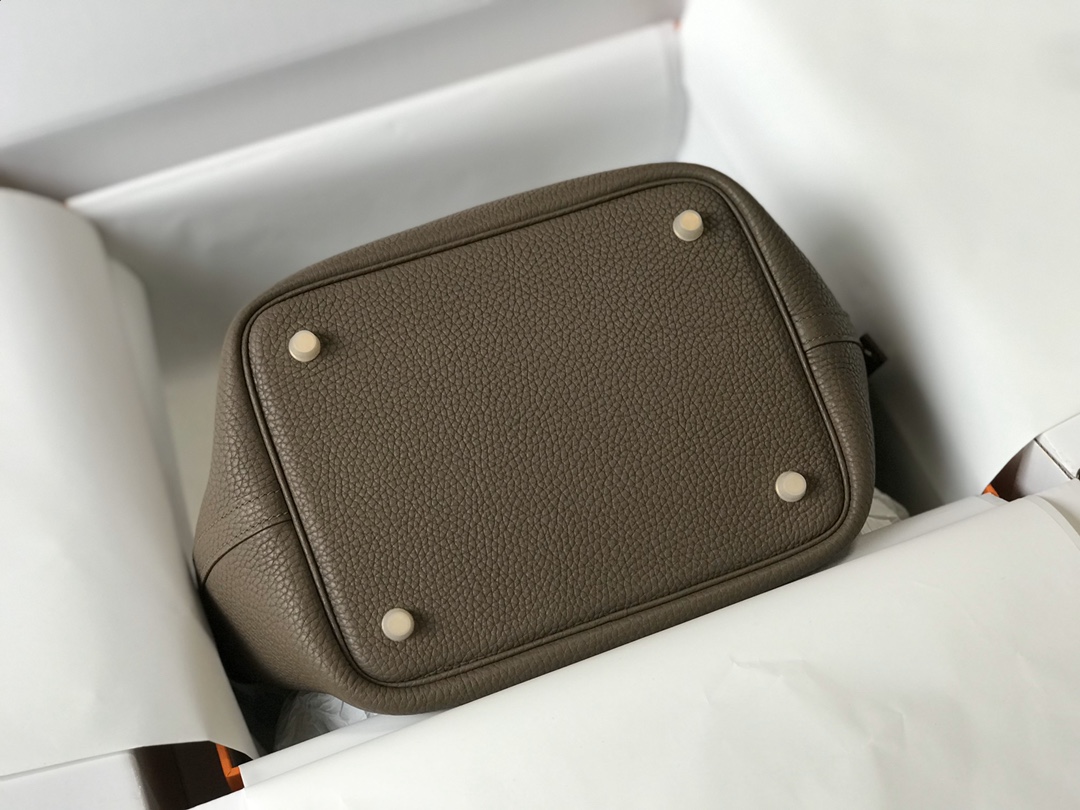 [TOP] HERMES TC Leather With Imitation Crocodile Bag 18cm/22cm - Etoupe&GHW