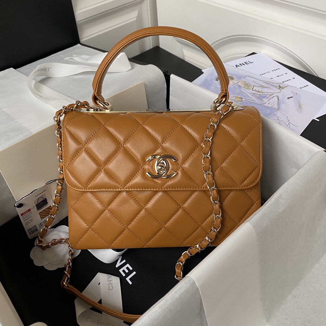 [TOP] CHANEL Trendy CC Handle Bag - 20cm/25cm - Brown&GHW