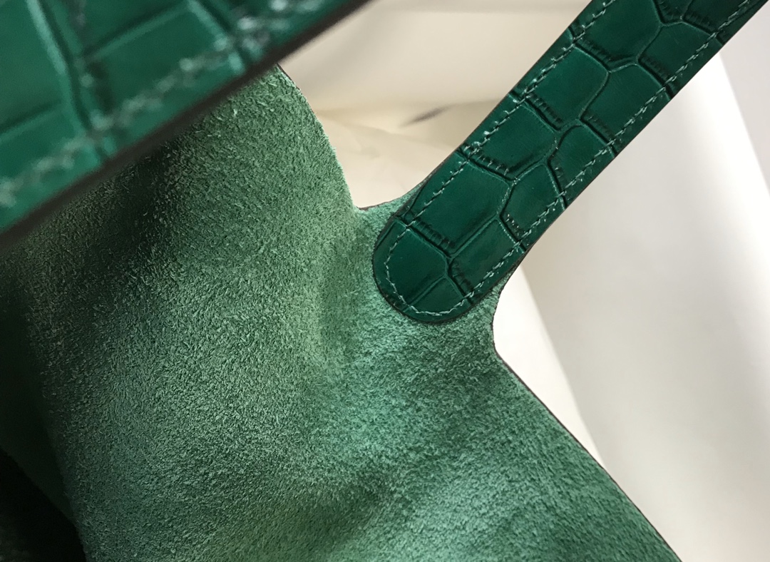 [TOP] HERMES TC Leather With Imitation Crocodile Bag - Vert Vertigo&GHW