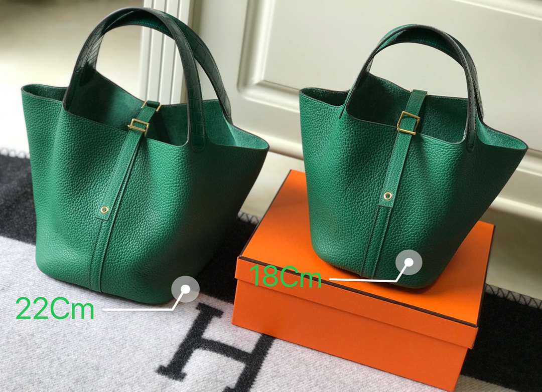 [TOP] HERMES TC Leather With Imitation Crocodile Bag - Vert Vertigo&GHW