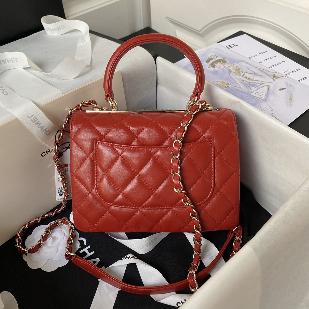 [TOP] CHANEL Trendy CC Handle Bag 20CM - Red&GHW