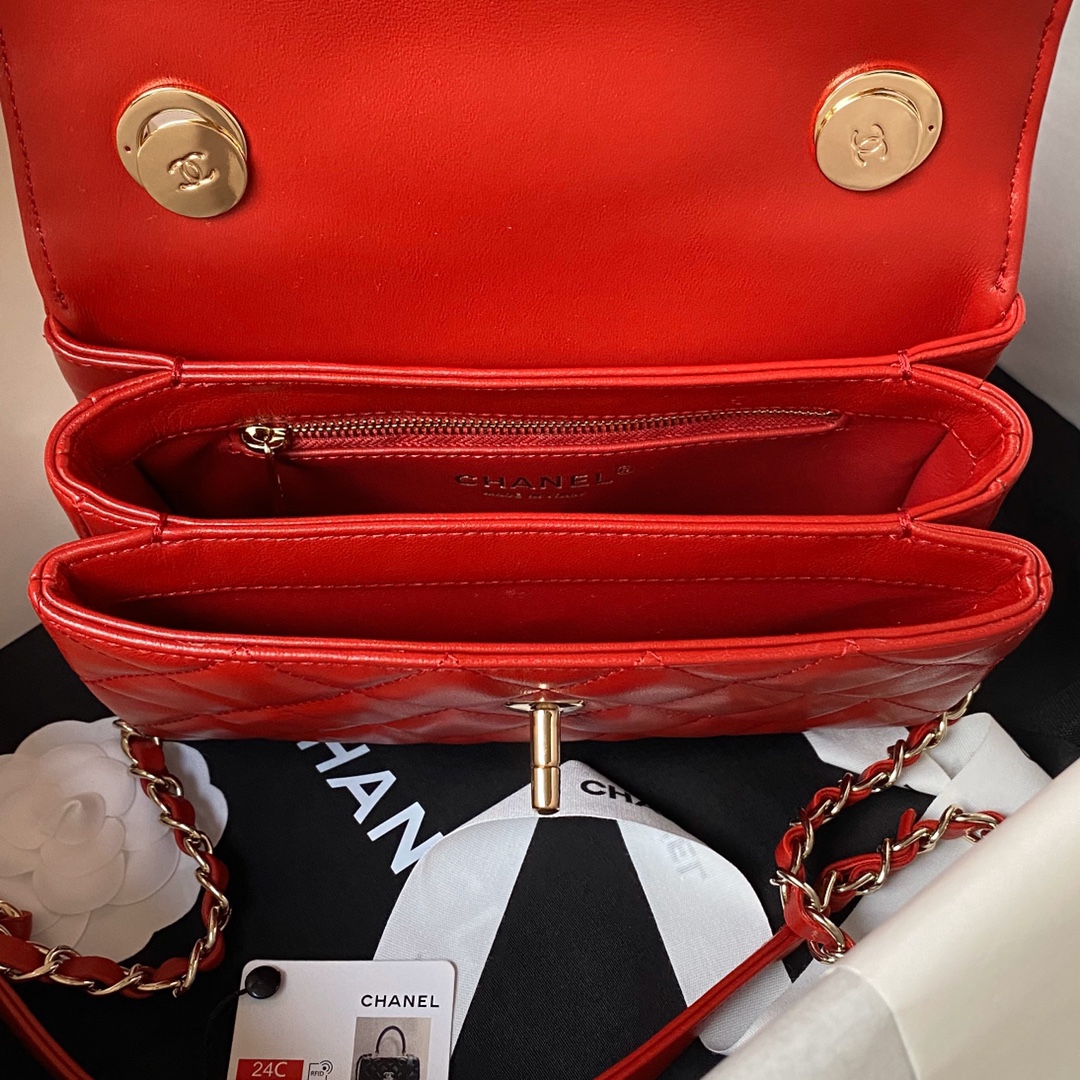 [TOP] CHANEL Trendy CC Handle Bag 20CM - Red&GHW