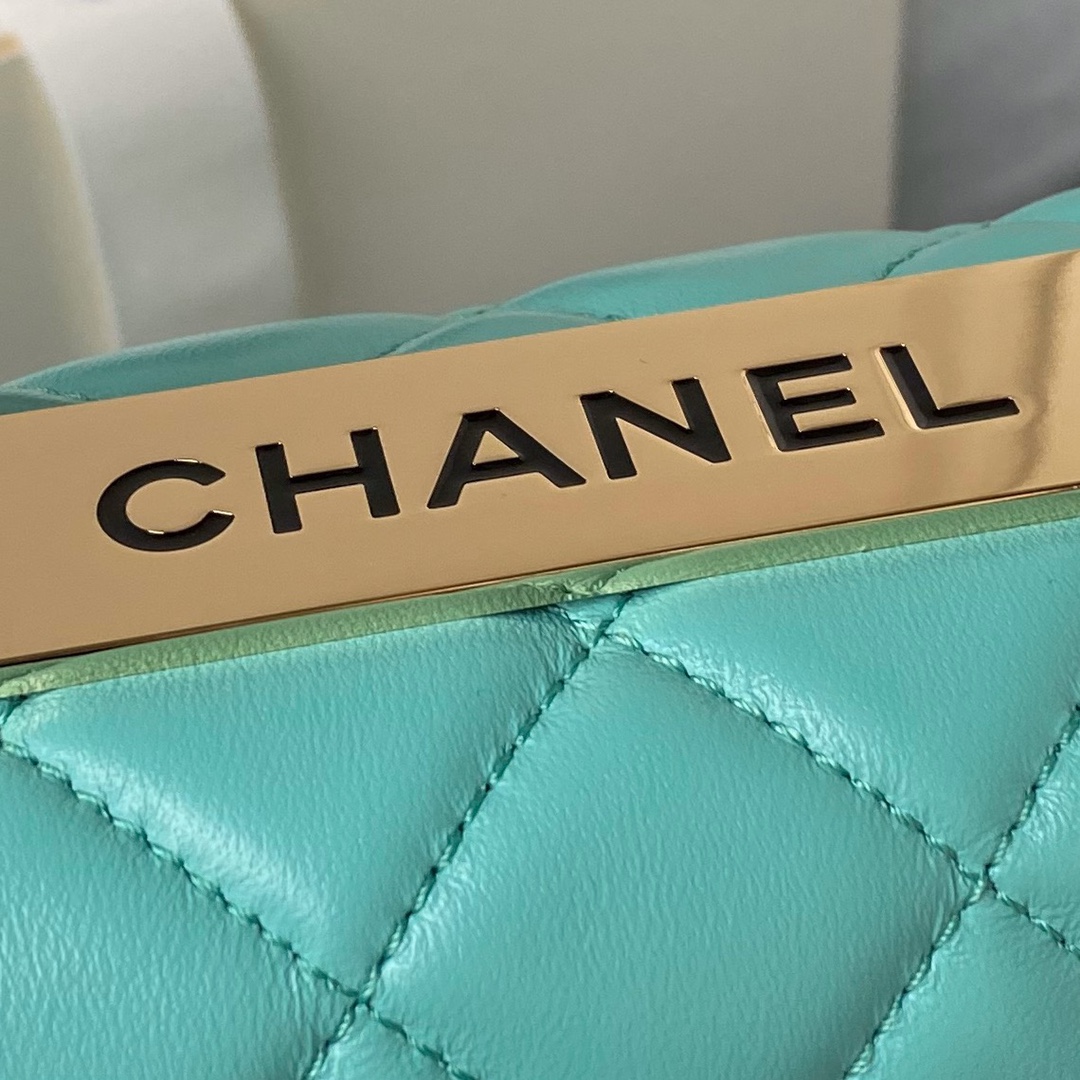 [TOP] CHANEL Trendy CC Handle Bag 20CM - Mint Green&GHW