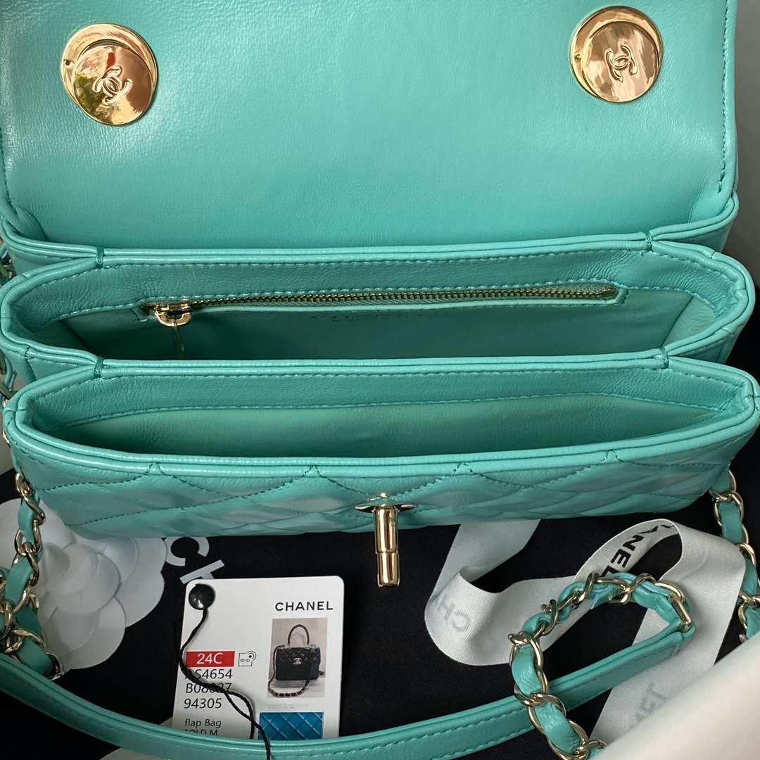 [TOP] CHANEL Trendy CC Handle Bag 20CM - Mint Green&GHW