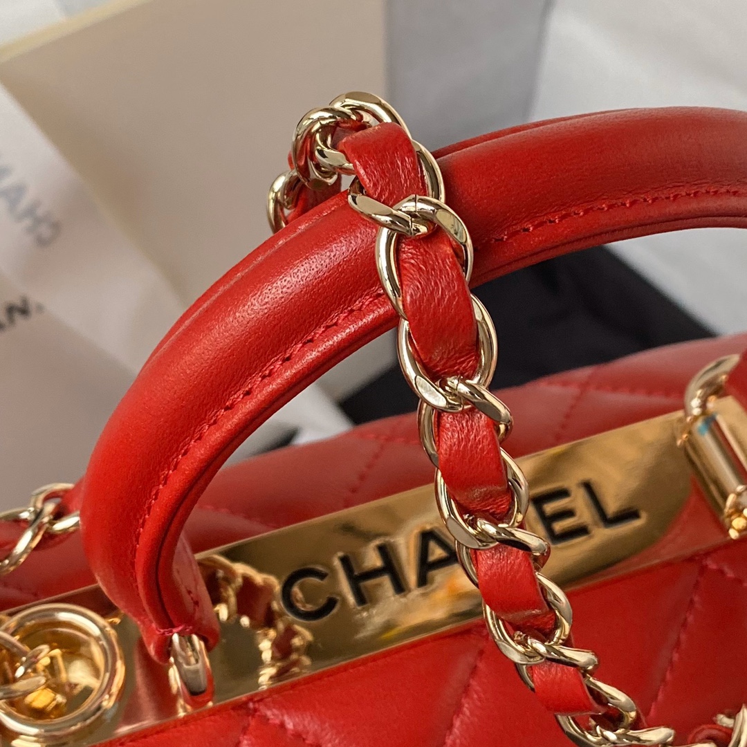 [TOP] CHANEL Trendy CC Handle Bag 20CM - Red&GHW