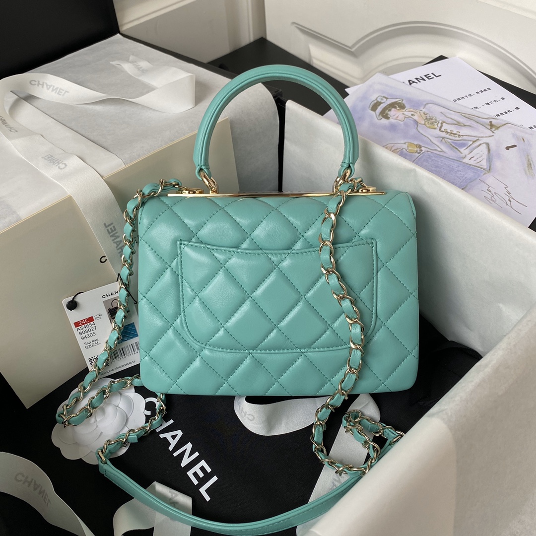 [TOP] CHANEL Trendy CC Handle Bag 20CM - Mint Green&GHW