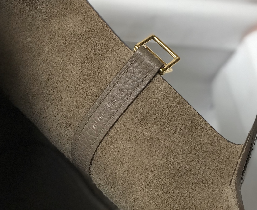 [TOP] HERMES TC Leather With Imitation Crocodile Bag 18cm/22cm - Etoupe&GHW