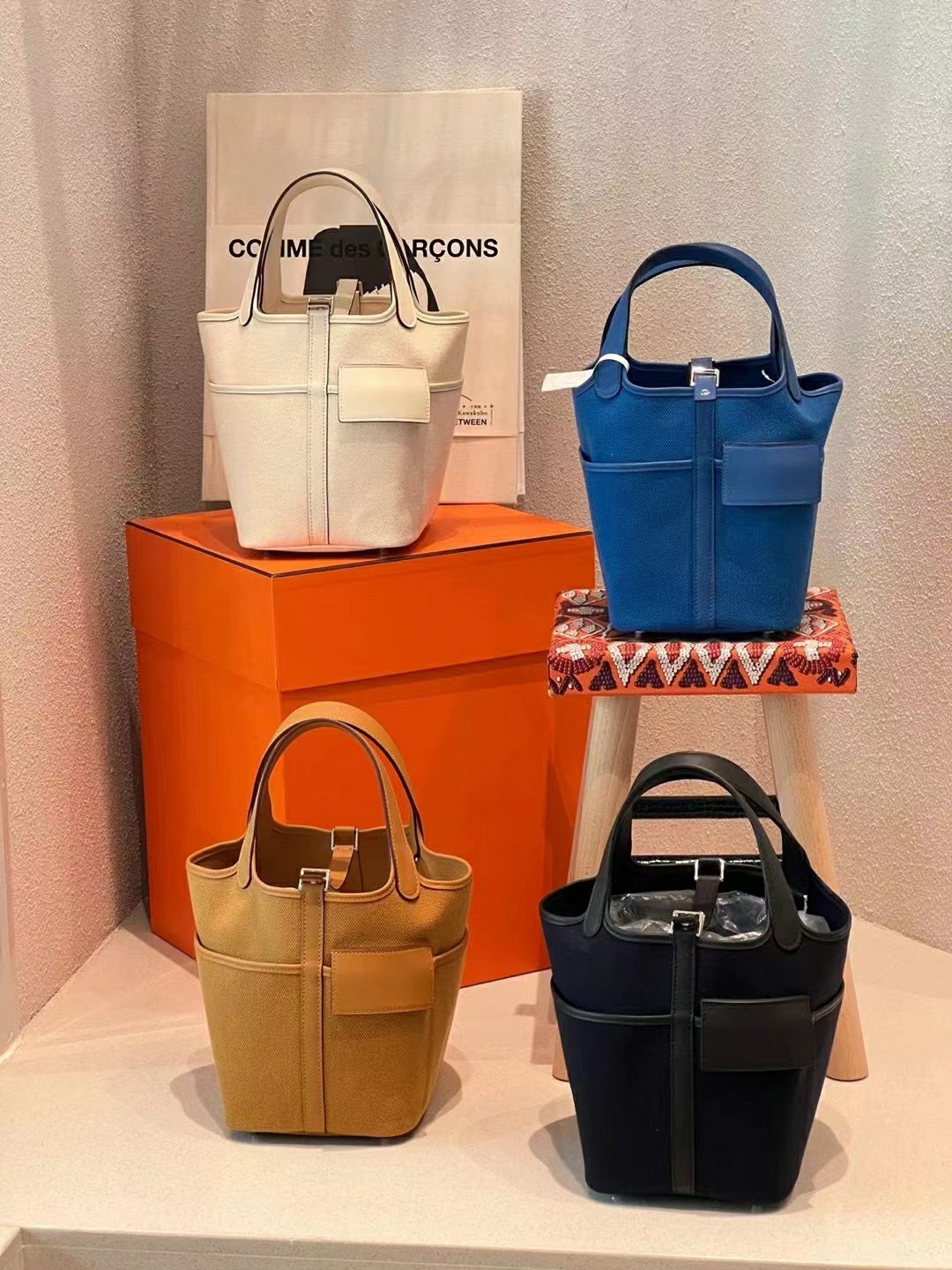 [TOP] HERMES Picotin Cargo Bag Canvas Patchwork With Swift Leather - 18CM - 4 Colors&SHW