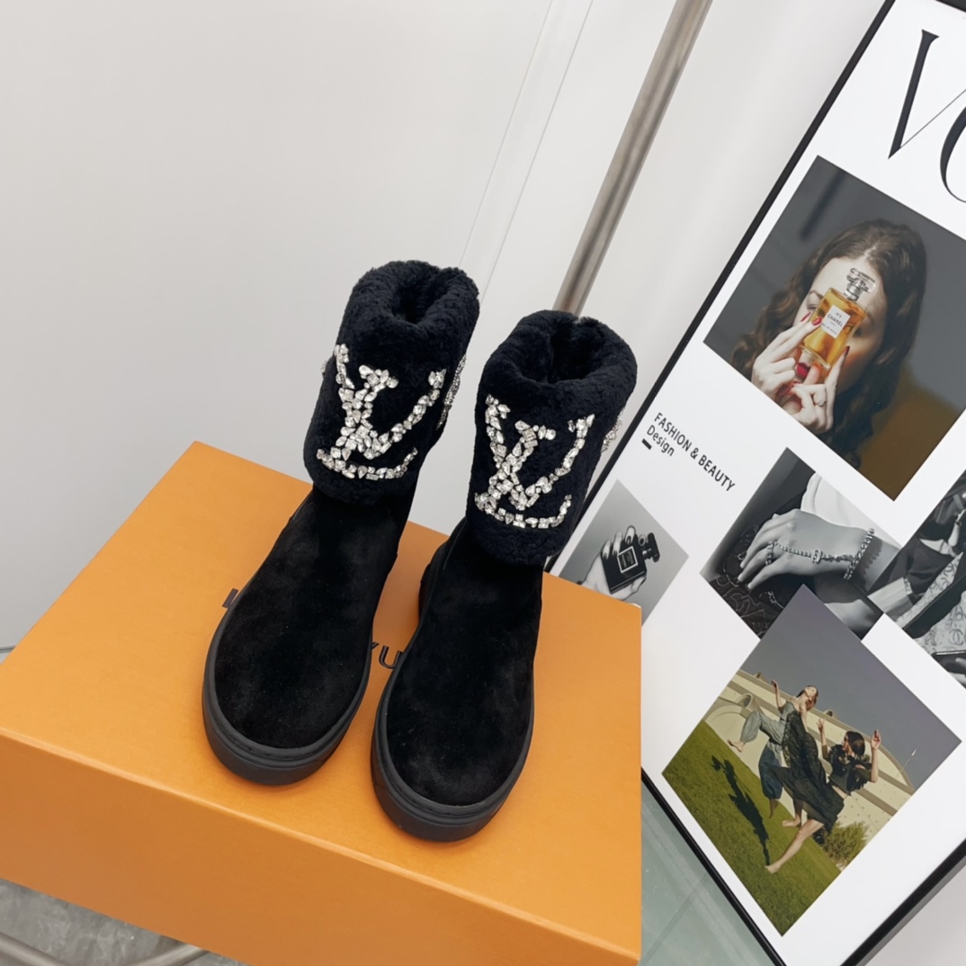 [TOP] Louis Vuitton LV Autumn And Winter Fur Integrated Snow Short Boots - 3 Colors
