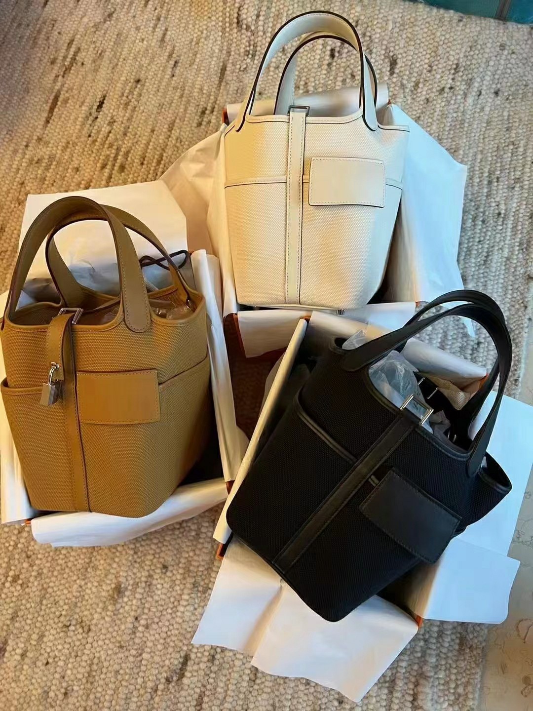 [TOP] HERMES Picotin Cargo Bag Canvas Patchwork With Swift Leather - 18CM - 4 Colors&SHW