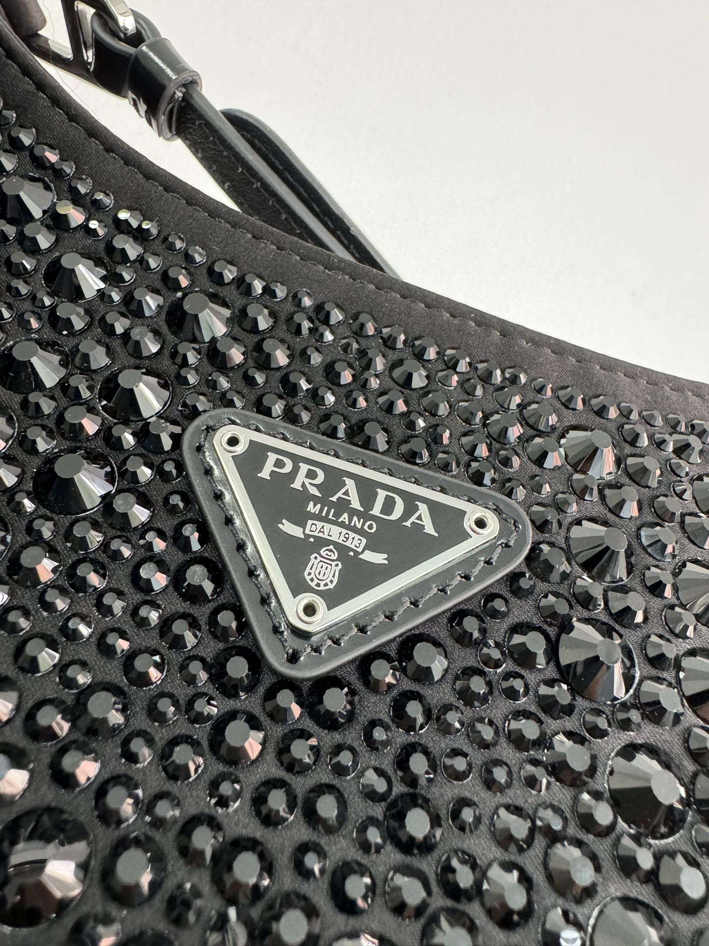 [TOP] PRADA Cleo Armpit Bag with Gypsophila Satin 22x18.5x4.5cm - Black