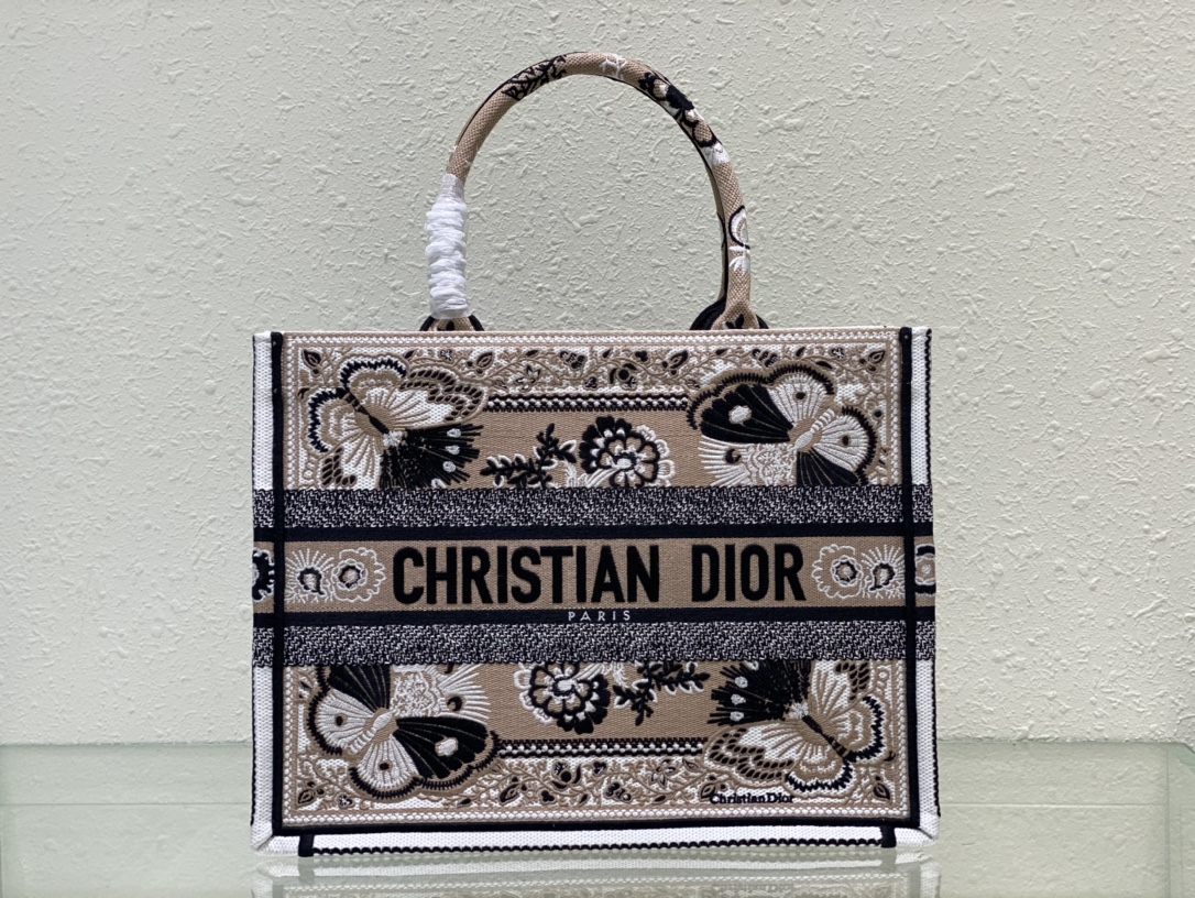 [TOP] Christian Dior Butterfly Embroidery Pattern Tote Handbags 36cm/41cm - 2 Sizes