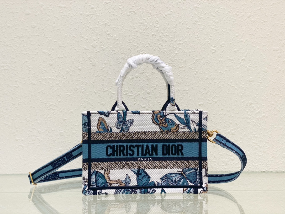[TOP] Christian Dior Butterfly Embroidery Pattern Tote Handbags 21.5cm/36cm - 2 Sizes