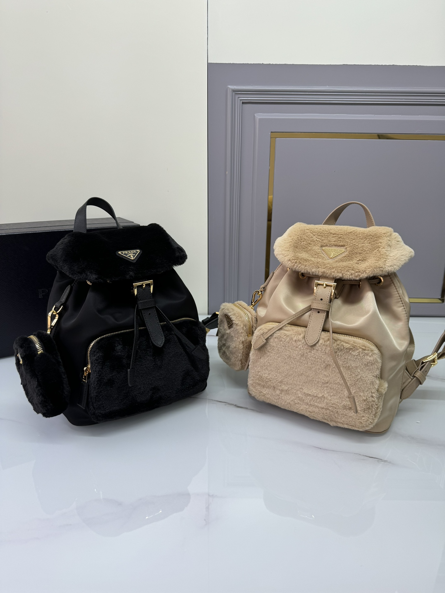 [TOP] PRADA Backpack Wool&Re-Nylon 20.5x25x11.5cm - 2 Color